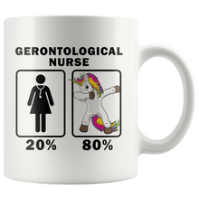 Load image into Gallery viewer, RobustCreative-Gerontological Nurse Dabbing Unicorn 80 20 Principle Superhero Girl Womens - 11oz White Mug Medical Personnel Gift Idea
