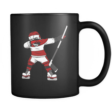 Load image into Gallery viewer, RobustCreative-Dabbing Ice Hockey - Hockey 11oz Funny Black Coffee Mug - Puck Madness Ice Skates - Women Men Friends Gift - Both Sides Printed (Distressed)

