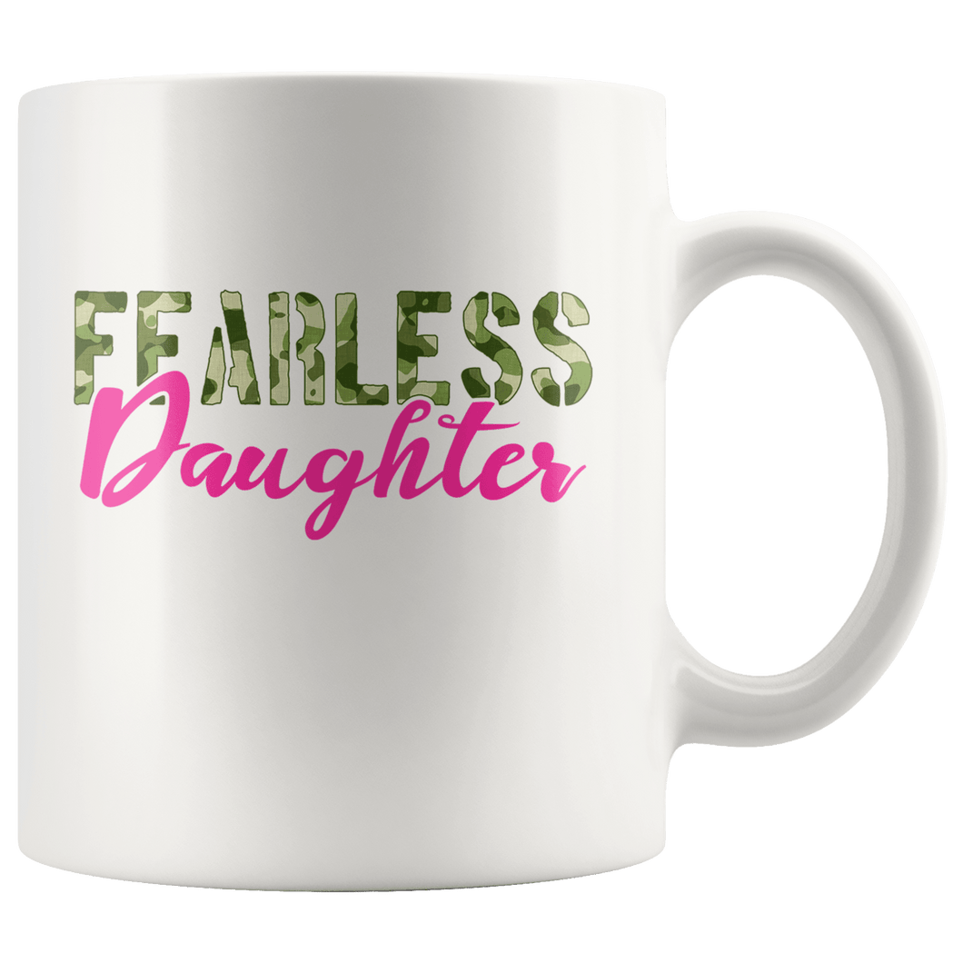 RobustCreative-Fearless Daughter Camo Hard Charger Veterans Day - Military Family 11oz White Mug Retired or Deployed support troops Gift Idea - Both Sides Printed