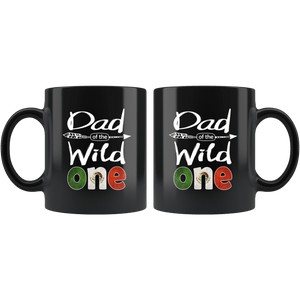 RobustCreative-Mexican Dad of the Wild One Birthday Mexico Flag Black 11oz Mug Gift Idea