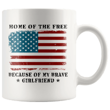 Load image into Gallery viewer, RobustCreative-Home of the Free Girlfriend USA Patriot Family Flag - Military Family 11oz White Mug Retired or Deployed support troops Gift Idea - Both Sides Printed
