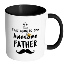 Load image into Gallery viewer, RobustCreative-One Awesome Father Mustache - Birthday Gift 11oz Funny Black &amp; White Coffee Mug - Fathers Day B-Day Party - Women Men Friends Gift - Both Sides Printed (Distressed)
