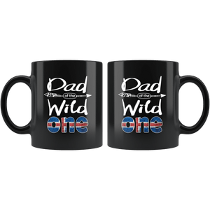 RobustCreative-Icelander Dad of the Wild One Birthday Iceland Flag Black 11oz Mug Gift Idea