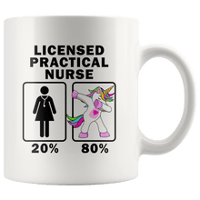 Load image into Gallery viewer, RobustCreative-Licensed Practical Nurse Dabbing Unicorn 20 80 Principle Superhero Girl Womens - 11oz White Mug Medical Personnel Gift Idea
