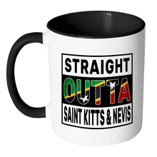 Load image into Gallery viewer, RobustCreative-Straight Outta Saint Kitts &amp; Nevis - Kittitian or Nevisian Flag 11oz Funny Black &amp; White Coffee Mug - Independence Day Family Heritage - Women Men Friends Gift - Both Sides Printed (Distressed)
