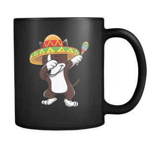 RobustCreative-Dabbing Bull Terrier Dog in Sombrero - Cinco De Mayo Mexican Fiesta - Dab Dance Mexico Party - 11oz Black Funny Coffee Mug Women Men Friends Gift ~ Both Sides Printed