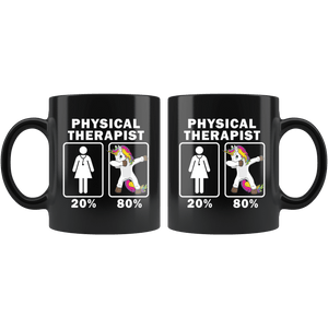 RobustCreative-Physical Therapist Dabbing Unicorn 80 20 Principle Superhero Girl Womens - 11oz Black Mug Medical Personnel Gift Idea