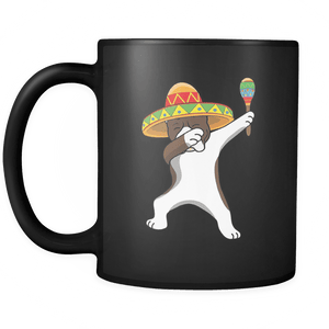 RobustCreative-Dabbing Pitbull Dog in Sombrero - Cinco De Mayo Mexican Fiesta - Dab Dance Mexico Party - 11oz Black Funny Coffee Mug Women Men Friends Gift ~ Both Sides Printed