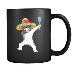 RobustCreative-Dabbing Pitbull Dog in Sombrero - Cinco De Mayo Mexican Fiesta - Dab Dance Mexico Party - 11oz Black Funny Coffee Mug Women Men Friends Gift ~ Both Sides Printed