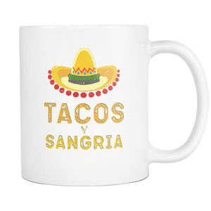 RobustCreative-Tacos Y Sangria - Cinco De Mayo Mexican Fiesta - No Siesta Mexico Party - 11oz White Funny Coffee Mug Women Men Friends Gift ~ Both Sides Printed