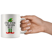 Load image into Gallery viewer, RobustCreative-Im The Vegan Elf Matching Family Christmas - 11oz White Mug Christmas group green pjs costume Gift Idea
