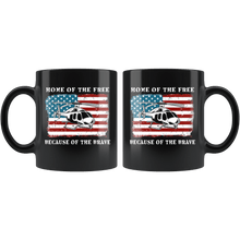 Load image into Gallery viewer, RobustCreative-Helicopter American Flag Home of the Free Veterans Day Distressed - Military Family 11oz Black Mug Deployed Duty Forces support troops CONUS Gift Idea - Both Sides Printed
