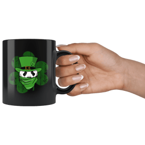 RobustCreative-Panda  St Patricks Day Irish Bandana Vintage Shamrock Black 11oz Mug Gift Idea
