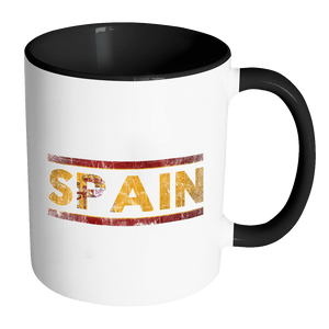 RobustCreative-Retro Vintage Flag Spanish Spain 11oz Black & White Coffee Mug ~ Both Sides Printed