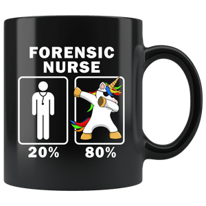 RobustCreative-Forensic Nurse Dabbing Unicorn 80 20 Principle Graduation Gift Mens - 11oz Black Mug Medical Personnel Gift Idea