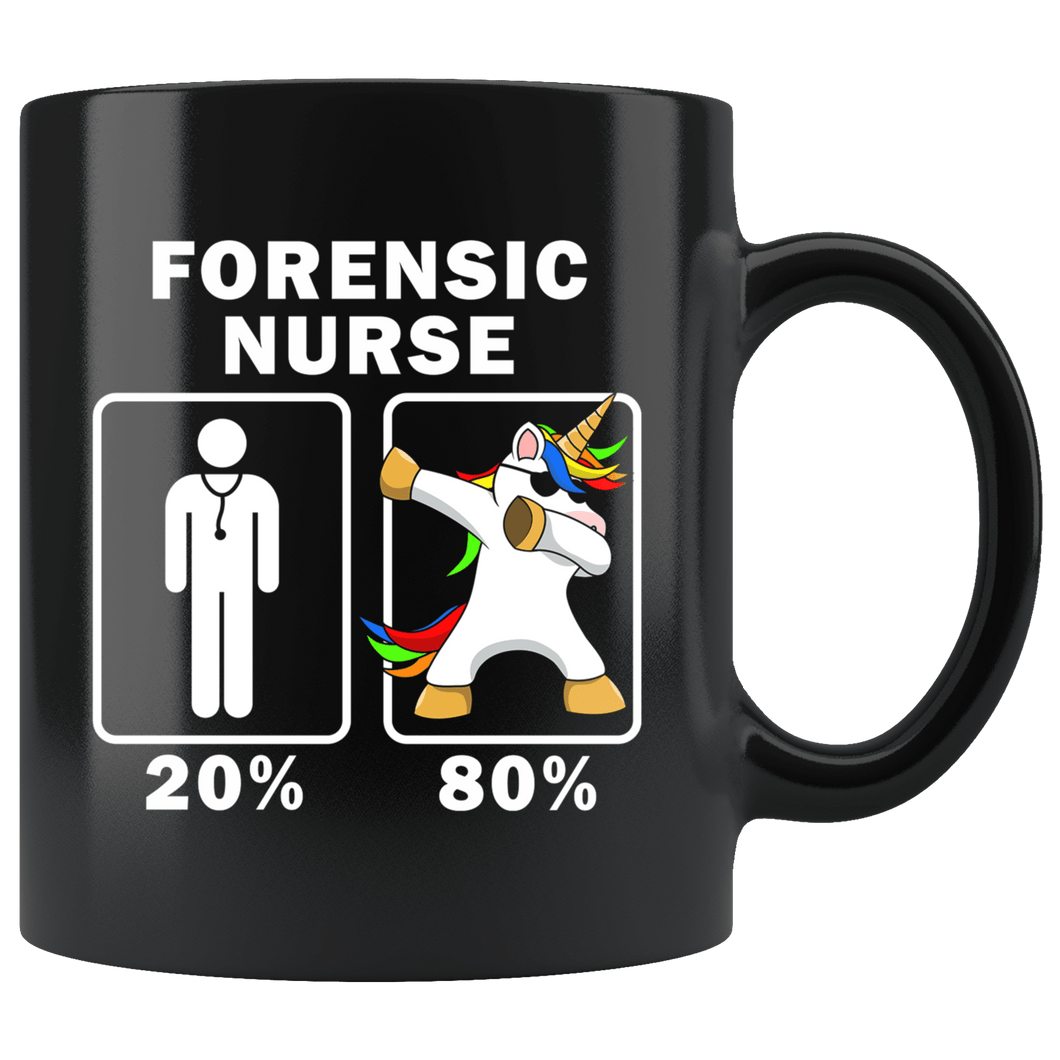 RobustCreative-Forensic Nurse Dabbing Unicorn 80 20 Principle Graduation Gift Mens - 11oz Black Mug Medical Personnel Gift Idea