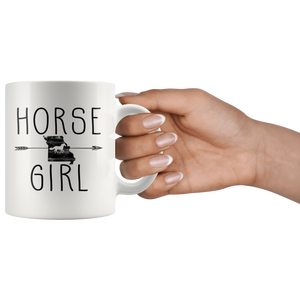 RobustCreative-Missouri Horse Girl Gifts Missourian Shape Country for women - 11oz White Mug Racing Lover Gift Idea