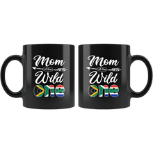 Load image into Gallery viewer, RobustCreative-South African Mom of the Wild One Birthday South Africa Flag Black 11oz Mug Gift Idea
