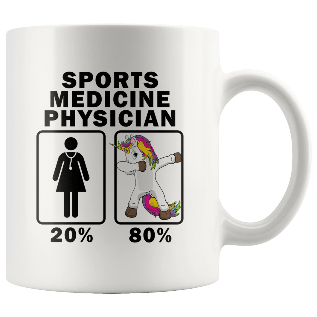 RobustCreative-Sports Medicine Physician Dabbing Unicorn 80 20 Principle Superhero Girl Womens - 11oz White Mug Medical Personnel Gift Idea