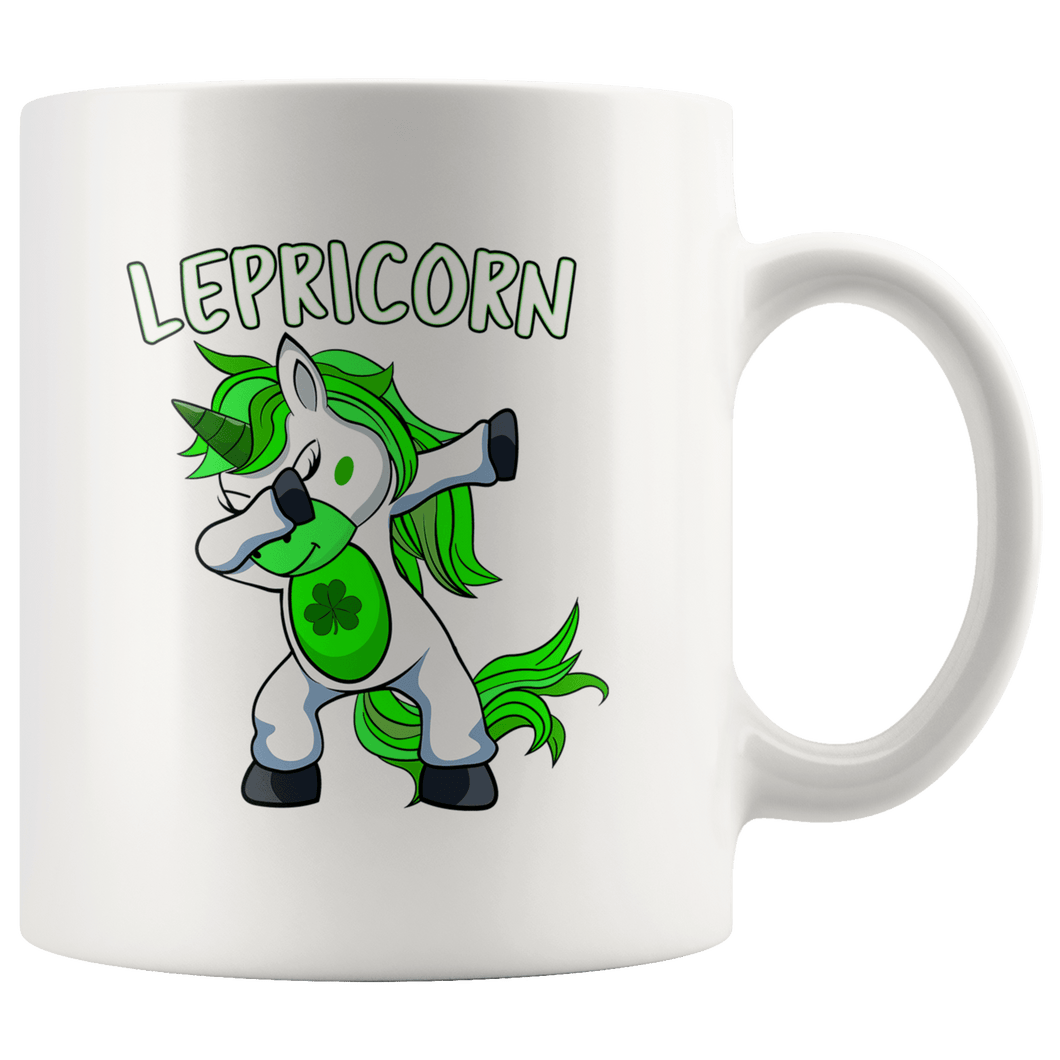 RobustCreative-Lepricorn  Dabbing Unicorn Leprechaun Shamrock Kids White 11oz Mug Gift Idea