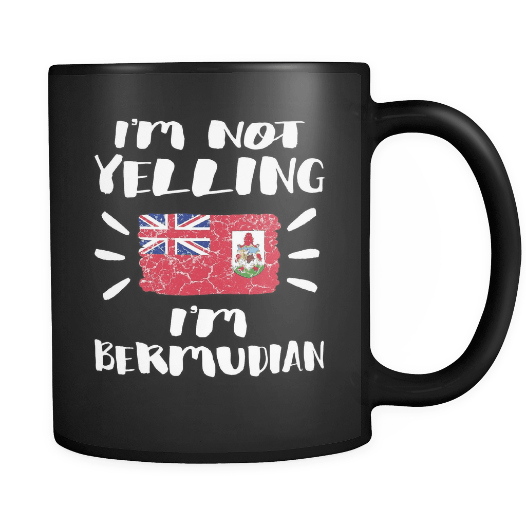 RobustCreative-I'm Not Yelling I'm Bermudian Flag - Bermuda Pride 11oz Funny Black Coffee Mug - Coworker Humor That's How We Talk - Women Men Friends Gift - Both Sides Printed (Distressed)