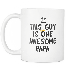 RobustCreative-One Awesome Papa - Birthday Gift 11oz Funny White Coffee Mug - Fathers Day B-Day Party - Women Men Friends Gift - Both Sides Printed (Distressed)