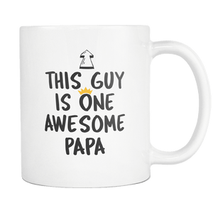 RobustCreative-One Awesome Papa - Birthday Gift 11oz Funny White Coffee Mug - Fathers Day B-Day Party - Women Men Friends Gift - Both Sides Printed (Distressed)
