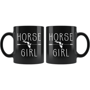 RobustCreative-Florida Horse Girl Gifts Floridian Shape Country for women - 11oz Black Mug Racing Lover Gift Idea