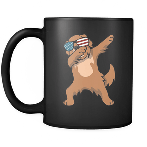 RobustCreative-Dabbing Golden Retriever Dog America Flag - Patriotic Merica Murica Pride - 4th of July USA Independence Day - 11oz Black Funny Coffee Mug Women Men Friends Gift ~ Both Sides Printed