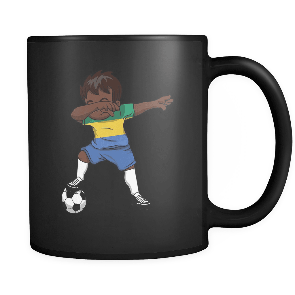 RobustCreative-Dabbing Soccer Boy Gabon Gabonese Libreville Gifts National Soccer Tournament Game 11oz Black Coffee Mug ~ Both Sides Printed