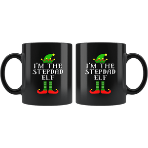 RobustCreative-Im The Stepdad Elf Matching Family Christmas - 11oz Black Mug Christmas group green pjs costume Gift Idea