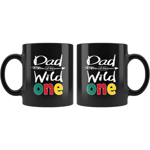 RobustCreative-Cameroonian Dad of the Wild One Birthday Cameroon Flag Black 11oz Mug Gift Idea
