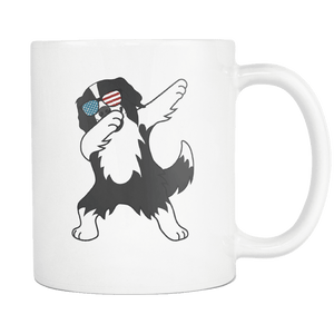 RobustCreative-Dabbing Border Collie Dog America Flag - Patriotic Merica Murica Pride - 4th of July USA Independence Day - 11oz White Funny Coffee Mug Women Men Friends Gift ~ Both Sides Printed