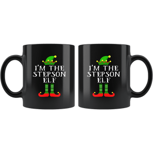 RobustCreative-Im The Stepson Elf Matching Family Christmas - 11oz Black Mug Christmas group green pjs costume Gift Idea