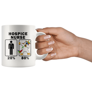 RobustCreative-Hospice Nurse Dabbing Unicorn 80 20 Principle Graduation Gift Mens - 11oz White Mug Medical Personnel Gift Idea