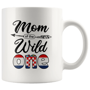 RobustCreative-Croatian Mom of the Wild One Birthday Croatia Flag White 11oz Mug Gift Idea