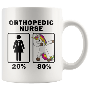 RobustCreative-Orthopedic Nurse Dabbing Unicorn 80 20 Principle Superhero Girl Womens - 11oz White Mug Medical Personnel Gift Idea