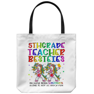 RobustCreative-5th Fifth Grade Teacher Besties Teacher's Day Best Friend White Tote Bag Gift Idea