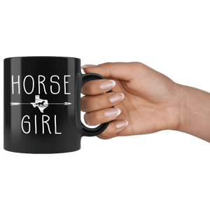 RobustCreative-Texas Horse Girl Gifts Texan Shape Country for women - 11oz Black Mug Riding Lover Gift Idea