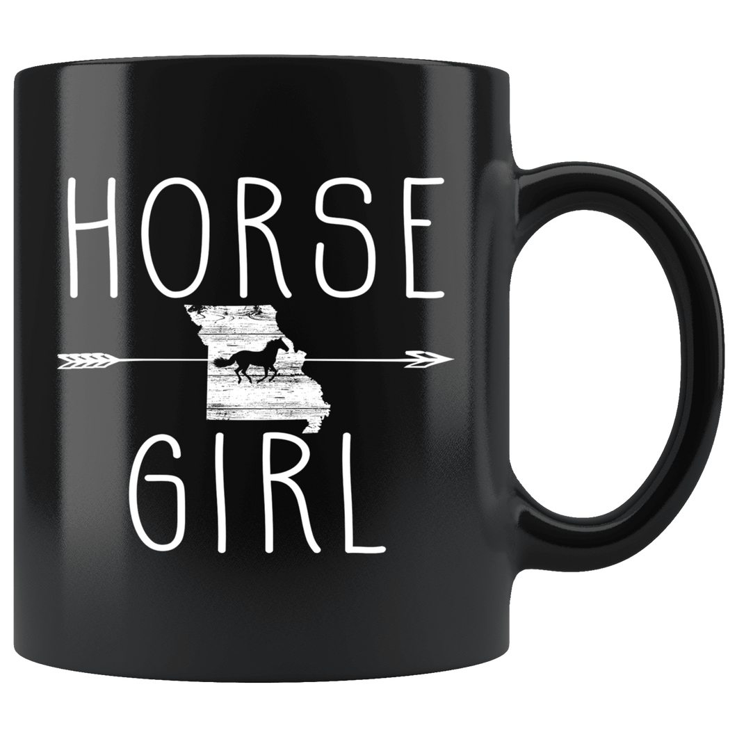 RobustCreative-Missouri Horse Girl Gifts Missourian Shape Country for women - 11oz Black Mug Racing Lover Gift Idea