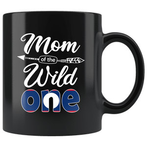 RobustCreative-Lao Mom of the Wild One Birthday Laos Flag Black 11oz Mug Gift Idea