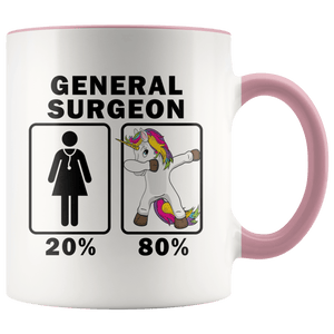 RobustCreative-General Surgeon Dabbing Unicorn 80 20 Principle Superhero Girl Womens - 11oz Accent Mug Medical Personnel Gift Idea