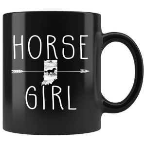 RobustCreative-Indiana Horse Girl Gifts Hoosier Shape Country for women - 11oz Black Mug Riding Lover Gift Idea