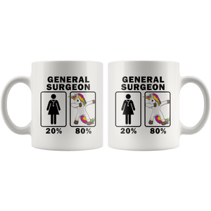 RobustCreative-General Surgeon Dabbing Unicorn 80 20 Principle Superhero Girl Womens - 11oz White Mug Medical Personnel Gift Idea