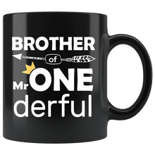 Load image into Gallery viewer, RobustCreative-Brother of Mr Onederful Crown 1st Birthday Baby Boy Outfit Black 11oz Mug Gift Idea
