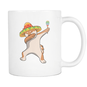 RobustCreative-Dabbing Shiba Inu Dog in Sombrero - Cinco De Mayo Mexican Fiesta - Dab Dance Mexico Party - 11oz White Funny Coffee Mug Women Men Friends Gift ~ Both Sides Printed