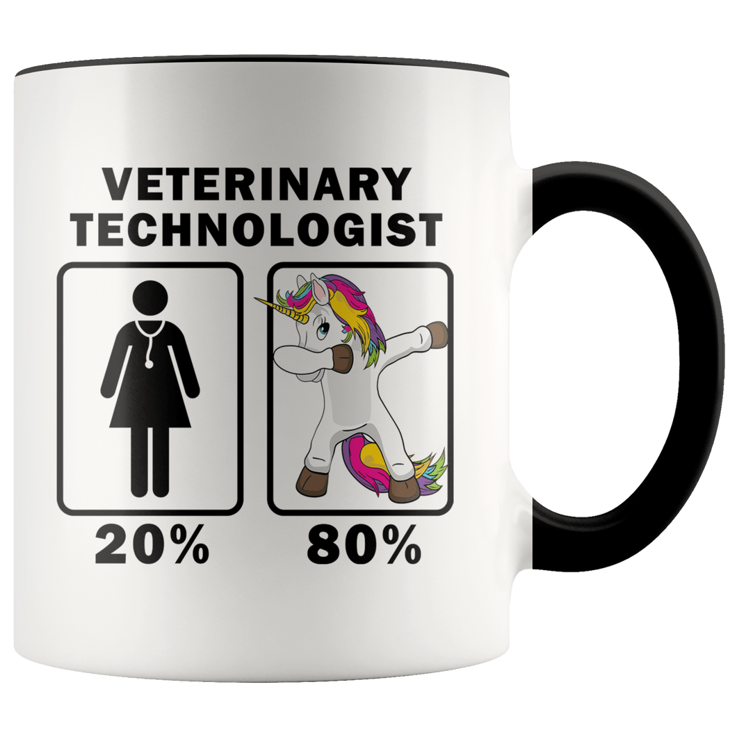 RobustCreative-Veterinary Technologist Dabbing Unicorn 80 20 Principle Superhero Girl Womens - 11oz Accent Mug Medical Personnel Gift Idea