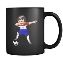Load image into Gallery viewer, RobustCreative-Dabbing Soccer Boys Netherlands Dutch Amsterdam Gift National Soccer Tournament Game 11oz Black Coffee Mug ~ Both Sides Printed
