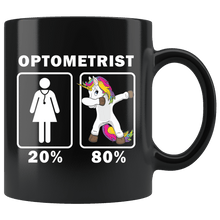 Load image into Gallery viewer, RobustCreative-Optometrist Dabbing Unicorn 80 20 Principle Superhero Girl Womens - 11oz Black Mug Medical Personnel Gift Idea
