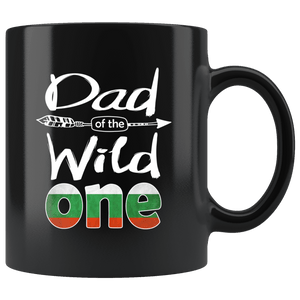 RobustCreative-Bulgarian Dad of the Wild One Birthday Bulgaria Flag Black 11oz Mug Gift Idea